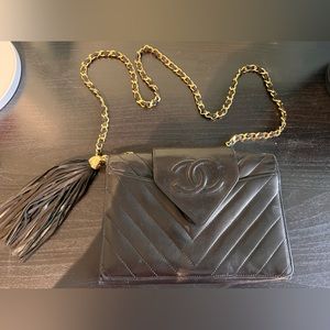 CHANEL (maybe?) black, lamb skin bag